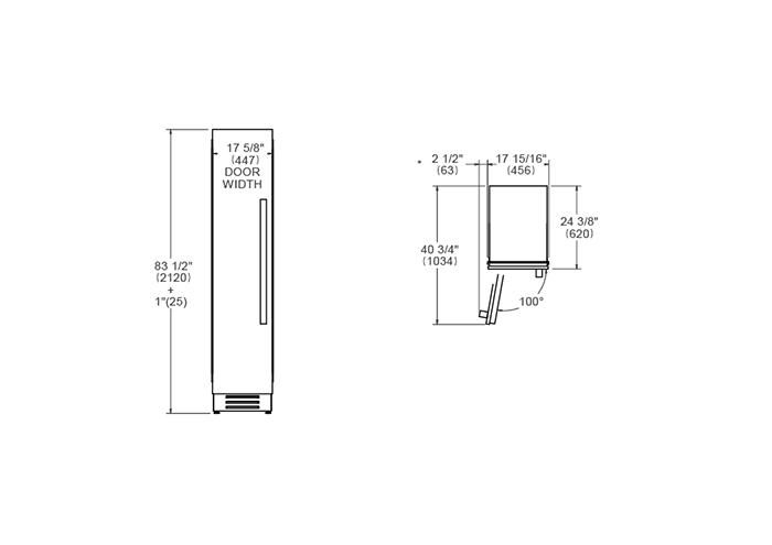 45 cm Colonna Freezer da incasso con porta in acciaio inossidabile | Bertazzoni